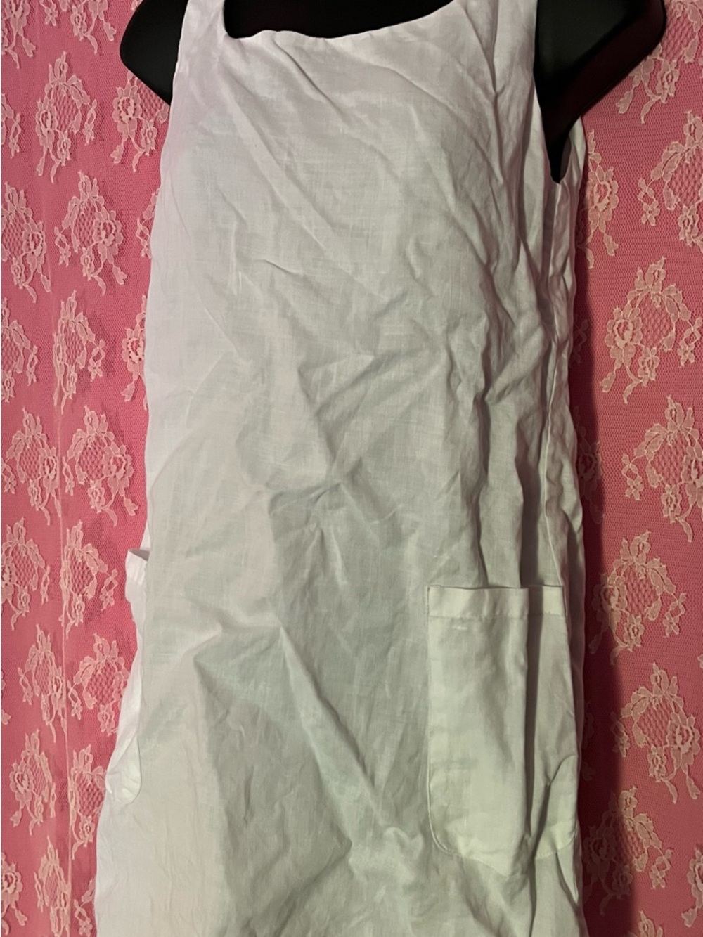 Classic White Linen-Blend Midi Dress with Patch Pockets